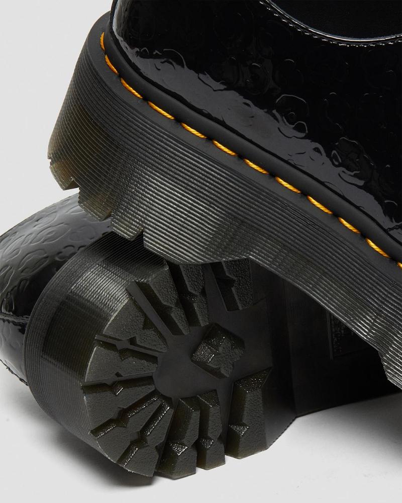 Dr Martens 1461 Leopard Emboss Patent Lær Platform Sko Herre Svarte | Norge 197BEX